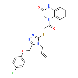 ChemSpider 2D Image | 4-[({4-Allyl-5-[(4-chlorophenoxy)methyl]-4H-1,2,4-triazol-3-yl}sulfanyl)acetyl]-3,4-dihydro-2(1H)-quinoxalinone | C22H20ClN5O3S