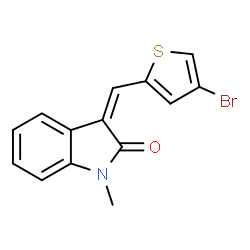 ChemSpider 2D Image | (3Z)-3-[(4-Bromo-2-thienyl)methylene]-1-methyl-1,3-dihydro-2H-indol-2-one | C14H10BrNOS