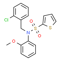 ChemSpider 2D Image | N-(2-Chlorobenzyl)-N-(2-methoxyphenyl)-2-thiophenesulfonamide | C18H16ClNO3S2