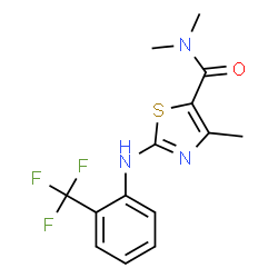 ChemSpider 2D Image | N,N,4-Trimethyl-2-{[2-(trifluoromethyl)phenyl]amino}-1,3-thiazole-5-carboxamide | C14H14F3N3OS