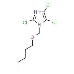 ChemSpider 2D Image | 2,4,5-Trichloro-1-[(pentyloxy)methyl]-1H-imidazole | C9H13Cl3N2O