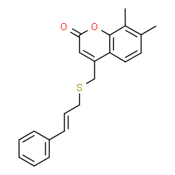 ChemSpider 2D Image | 7,8-Dimethyl-4-({[(2E)-3-phenyl-2-propen-1-yl]sulfanyl}methyl)-2H-chromen-2-one | C21H20O2S