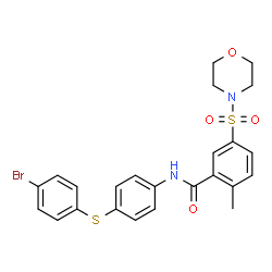 ChemSpider 2D Image | N-{4-[(4-Bromophenyl)sulfanyl]phenyl}-2-methyl-5-(4-morpholinylsulfonyl)benzamide | C24H23BrN2O4S2