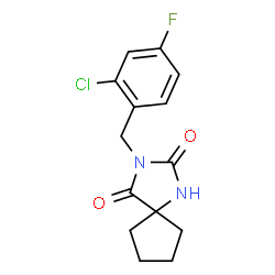 ChemSpider 2D Image | 3-(2-Chloro-4-fluorobenzyl)-1,3-diazaspiro[4.4]nonane-2,4-dione | C14H14ClFN2O2