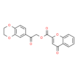 ChemSpider 2D Image | 2-(2,3-Dihydro-1,4-benzodioxin-6-yl)-2-oxoethyl 4-oxo-4H-chromene-2-carboxylate | C20H14O7