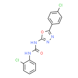 ChemSpider 2D Image | 1-(2-Chlorophenyl)-3-[5-(4-chlorophenyl)-1,3,4-oxadiazol-2-yl]urea | C15H10Cl2N4O2