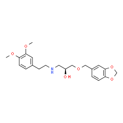 ChemSpider 2D Image | (2S)-1-(1,3-Benzodioxol-5-ylmethoxy)-3-{[2-(3,4-dimethoxyphenyl)ethyl]amino}-2-propanol | C21H27NO6