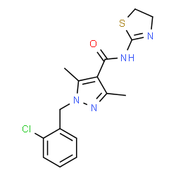 ChemSpider 2D Image | 1-(2-Chlorobenzyl)-N-(4,5-dihydro-1,3-thiazol-2-yl)-3,5-dimethyl-1H-pyrazole-4-carboxamide | C16H17ClN4OS