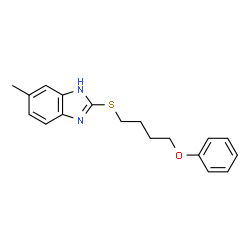 ChemSpider 2D Image | 6-Methyl-2-[(4-phenoxybutyl)sulfanyl]-1H-benzimidazole | C18H20N2OS