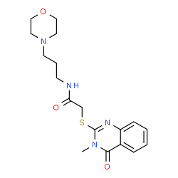 ChemSpider 2D Image | 2-[(3-Methyl-4-oxo-3,4-dihydro-2-quinazolinyl)sulfanyl]-N-[3-(4-morpholinyl)propyl]acetamide | C18H24N4O3S