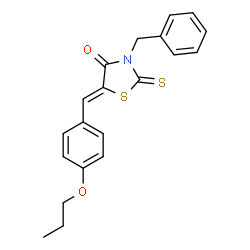 ChemSpider 2D Image | (5Z)-3-Benzyl-5-(4-propoxybenzylidene)-2-thioxo-1,3-thiazolidin-4-one | C20H19NO2S2