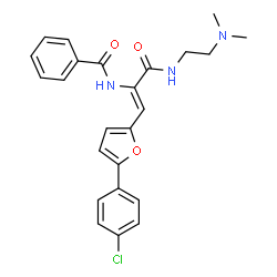 ChemSpider 2D Image | N-[(1Z)-1-[5-(4-Chlorophenyl)-2-furyl]-3-{[2-(dimethylamino)ethyl]amino}-3-oxo-1-propen-2-yl]benzamide | C24H24ClN3O3