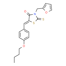 ChemSpider 2D Image | (5Z)-5-(4-Butoxybenzylidene)-3-(2-furylmethyl)-2-thioxo-1,3-thiazolidin-4-one | C19H19NO3S2