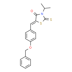 ChemSpider 2D Image | (5Z)-5-[4-(Benzyloxy)benzylidene]-3-isopropyl-2-thioxo-1,3-thiazolidin-4-one | C20H19NO2S2
