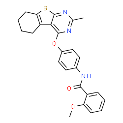 ChemSpider 2D Image | 2-Methoxy-N-{4-[(2-methyl-5,6,7,8-tetrahydro[1]benzothieno[2,3-d]pyrimidin-4-yl)oxy]phenyl}benzamide | C25H23N3O3S