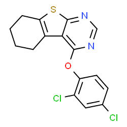 ChemSpider 2D Image | 4-(2,4-Dichlorophenoxy)-5,6,7,8-tetrahydro[1]benzothieno[2,3-d]pyrimidine | C16H12Cl2N2OS