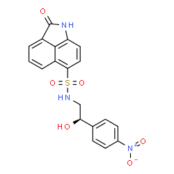 ChemSpider 2D Image | N-[(2R)-2-Hydroxy-2-(4-nitrophenyl)ethyl]-2-oxo-1,2-dihydrobenzo[cd]indole-6-sulfonamide | C19H15N3O6S