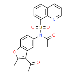 ChemSpider 2D Image | N-(3-acetyl-2-methyl-5-benzofuranyl)-N-(8-quinolinylsulfonyl)acetamide | C22H18N2O5S