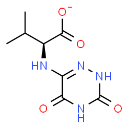 ChemSpider 2D Image | (2S)-2-[(3,5-Dioxo-2,3,4,5-tetrahydro-1,2,4-triazin-6-yl)amino]-3-methylbutanoate | C8H11N4O4