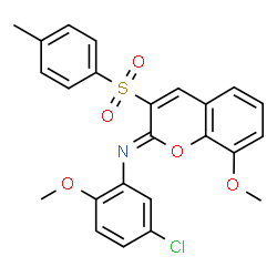 ChemSpider 2D Image | (2Z)-N-(5-Chloro-2-methoxyphenyl)-8-methoxy-3-[(4-methylphenyl)sulfonyl]-2H-chromen-2-imine | C24H20ClNO5S