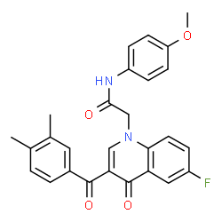 ChemSpider 2D Image | 2-[3-(3,4-Dimethylbenzoyl)-6-fluoro-4-oxo-1(4H)-quinolinyl]-N-(4-methoxyphenyl)acetamide | C27H23FN2O4
