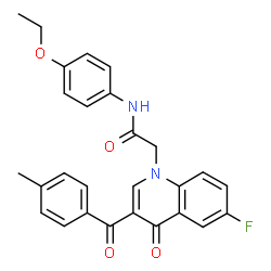 ChemSpider 2D Image | N-(4-Ethoxyphenyl)-2-[6-fluoro-3-(4-methylbenzoyl)-4-oxo-1(4H)-quinolinyl]acetamide | C27H23FN2O4