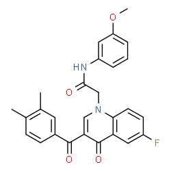ChemSpider 2D Image | 2-[3-(3,4-Dimethylbenzoyl)-6-fluoro-4-oxo-1(4H)-quinolinyl]-N-(3-methoxyphenyl)acetamide | C27H23FN2O4