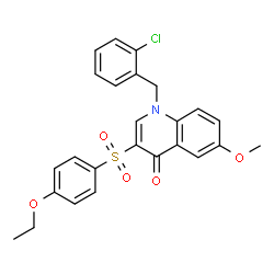 ChemSpider 2D Image | 1-(2-Chlorobenzyl)-3-[(4-ethoxyphenyl)sulfonyl]-6-methoxy-4(1H)-quinolinone | C25H22ClNO5S