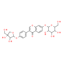 ChemSpider 2D Image | 3-(4-{[3,4-Dihydroxy-4-(hydroxymethyl)tetrahydro-2-furanyl]oxy}phenyl)-4-oxo-4H-chromen-7-yl hexopyranoside | C26H28O13