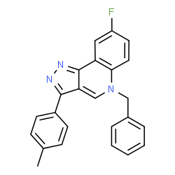 ChemSpider 2D Image | 5-Benzyl-8-fluoro-3-(4-methylphenyl)-5H-pyrazolo[4,3-c]quinoline | C24H18FN3