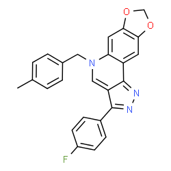 ChemSpider 2D Image | 3-(4-Fluorophenyl)-5-(4-methylbenzyl)-5H-[1,3]dioxolo[4,5-g]pyrazolo[4,3-c]quinoline | C25H18FN3O2
