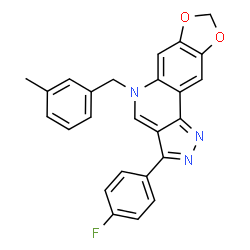 ChemSpider 2D Image | 3-(4-Fluorophenyl)-5-(3-methylbenzyl)-5H-[1,3]dioxolo[4,5-g]pyrazolo[4,3-c]quinoline | C25H18FN3O2