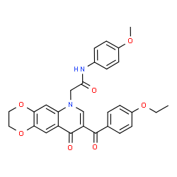 ChemSpider 2D Image | 2-[8-(4-Ethoxybenzoyl)-9-oxo-2,3-dihydro[1,4]dioxino[2,3-g]quinolin-6(9H)-yl]-N-(4-methoxyphenyl)acetamide | C29H26N2O7
