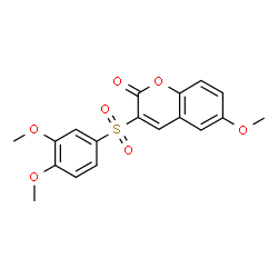 ChemSpider 2D Image | 3-[(3,4-Dimethoxyphenyl)sulfonyl]-6-methoxy-2H-chromen-2-one | C18H16O7S