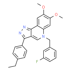 ChemSpider 2D Image | 3-(4-Ethylphenyl)-5-(3-fluorobenzyl)-7,8-dimethoxy-5H-pyrazolo[4,3-c]quinoline | C27H24FN3O2