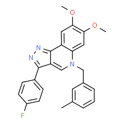 ChemSpider 2D Image | 3-(4-Fluorophenyl)-7,8-dimethoxy-5-(3-methylbenzyl)-5H-pyrazolo[4,3-c]quinoline | C26H22FN3O2