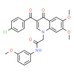 ChemSpider 2D Image | 2-[3-(4-Chlorobenzoyl)-6,7-dimethoxy-4-oxo-1(4H)-quinolinyl]-N-(3-methoxyphenyl)acetamide | C27H23ClN2O6