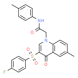 ChemSpider 2D Image | 2-{3-[(4-Fluorophenyl)sulfonyl]-6-methyl-4-oxo-1(4H)-quinolinyl}-N-(4-methylphenyl)acetamide | C25H21FN2O4S