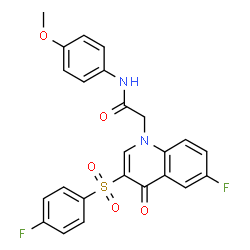 ChemSpider 2D Image | 2-{6-Fluoro-3-[(4-fluorophenyl)sulfonyl]-4-oxo-1(4H)-quinolinyl}-N-(4-methoxyphenyl)acetamide | C24H18F2N2O5S