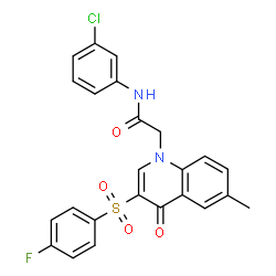 ChemSpider 2D Image | N-(3-Chlorophenyl)-2-{3-[(4-fluorophenyl)sulfonyl]-6-methyl-4-oxo-1(4H)-quinolinyl}acetamide | C24H18ClFN2O4S
