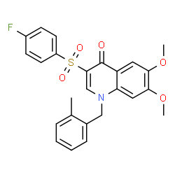 ChemSpider 2D Image | 3-[(4-Fluorophenyl)sulfonyl]-6,7-dimethoxy-1-(2-methylbenzyl)-4(1H)-quinolinone | C25H22FNO5S