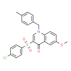 ChemSpider 2D Image | 3-[(4-Chlorophenyl)sulfonyl]-6-methoxy-1-(4-methylbenzyl)-4(1H)-quinolinone | C24H20ClNO4S