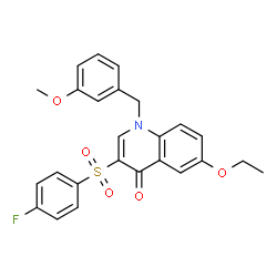 ChemSpider 2D Image | 6-Ethoxy-3-[(4-fluorophenyl)sulfonyl]-1-(3-methoxybenzyl)-4(1H)-quinolinone | C25H22FNO5S