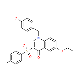 ChemSpider 2D Image | 6-Ethoxy-3-[(4-fluorophenyl)sulfonyl]-1-(4-methoxybenzyl)-4(1H)-quinolinone | C25H22FNO5S