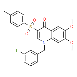 ChemSpider 2D Image | 1-(3-Fluorobenzyl)-6,7-dimethoxy-3-[(4-methylphenyl)sulfonyl]-4(1H)-quinolinone | C25H22FNO5S