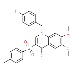 ChemSpider 2D Image | 1-(4-Fluorobenzyl)-6,7-dimethoxy-3-[(4-methylphenyl)sulfonyl]-4(1H)-quinolinone | C25H22FNO5S
