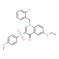 ChemSpider 2D Image | 6-Ethoxy-1-(2-fluorobenzyl)-3-[(4-methoxyphenyl)sulfonyl]-4(1H)-quinolinone | C25H22FNO5S