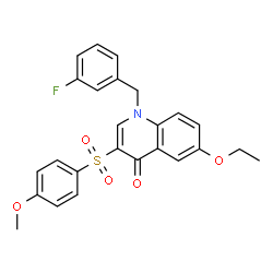 ChemSpider 2D Image | 6-Ethoxy-1-(3-fluorobenzyl)-3-[(4-methoxyphenyl)sulfonyl]-4(1H)-quinolinone | C25H22FNO5S