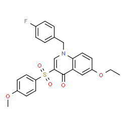 ChemSpider 2D Image | 6-Ethoxy-1-(4-fluorobenzyl)-3-[(4-methoxyphenyl)sulfonyl]-4(1H)-quinolinone | C25H22FNO5S