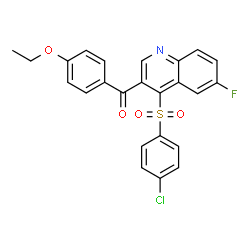 ChemSpider 2D Image | {4-[(4-Chlorophenyl)sulfonyl]-6-fluoro-3-quinolinyl}(4-ethoxyphenyl)methanone | C24H17ClFNO4S
